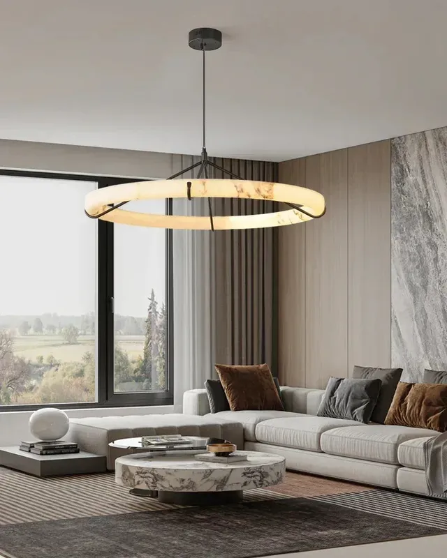 LightsStory Signature Alabaster Round Pendant Light - Matte Black — LightsStory LED Pendant Lights  