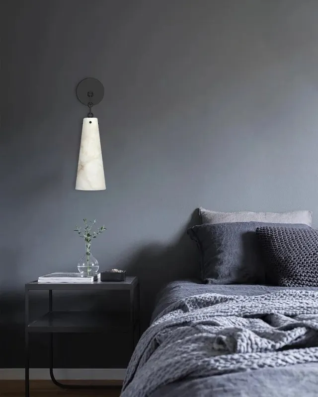 LightsStory Geometric Taper Alabaster Wall Sconce - Lux Brass - Mini — LightsStory LED Linear Lights  