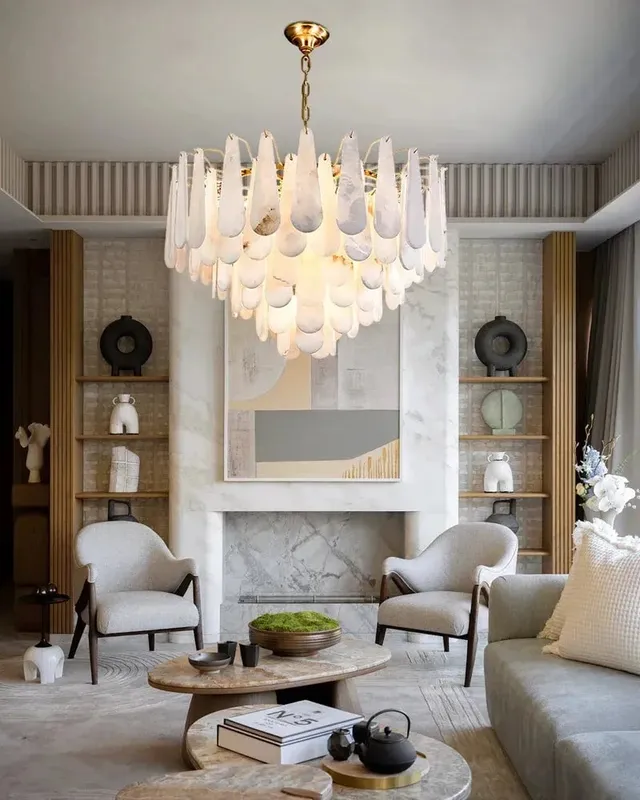 LightsStory Alabaster Round Tier Statement Chandelier - Lux Gold — LightsStory LED Pendant Lights  