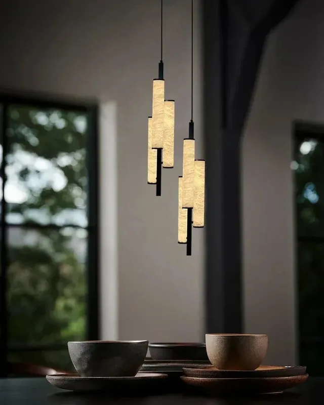 LightsStory Alabaster Cylinder Pendant Light - Signature Black - Medium — LightsStory LED Linear Lights  
