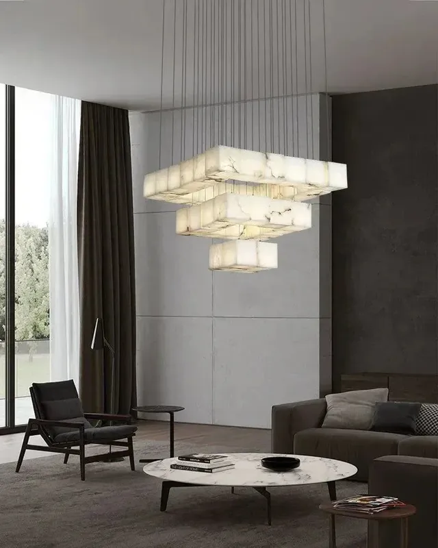 LightsStory Square Alabaster Cluster Pendant Light - Large Statement — LightsStory LED Pendant Lights  