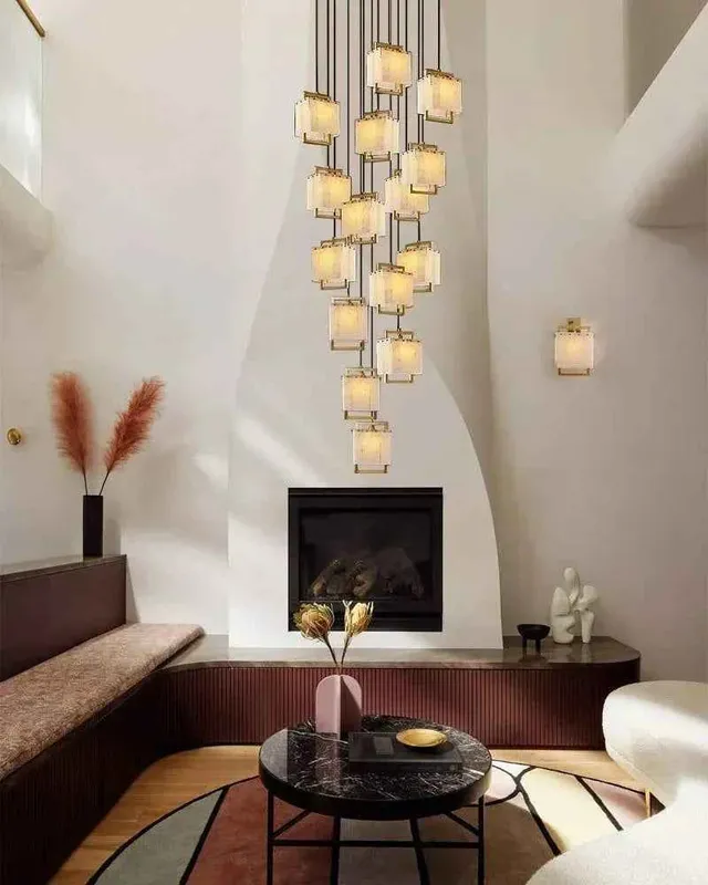 LightsStory Alabaster Square Cluster Pendant Light - Lux Gold — LightsStory LED Pendant Lights  