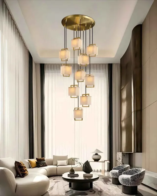LightsStory Alabaster Cluster Pendant Light - Lux Gold Square Small — LightsStory LED Pendant Lights  