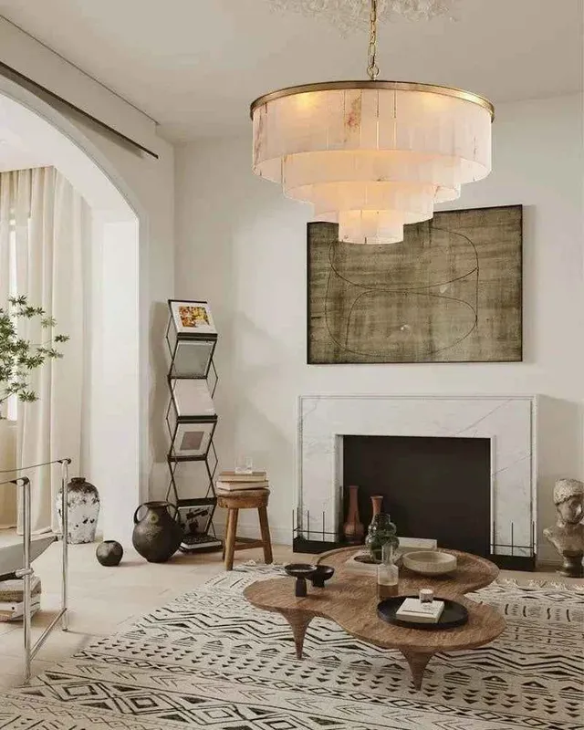 Stowe Alabaster Statement Chandelier - Lux Gold - Round 4-Tier — LightsStory LED Pendant Lights  