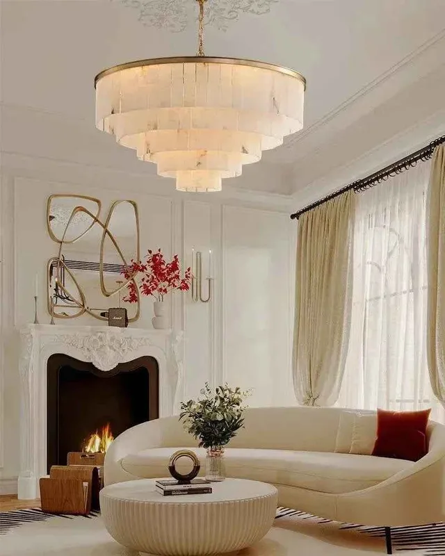 Stowe Geometric Statement Pendant Light - Serene White Marble - XL — LightsStory LED Pendant Lights  