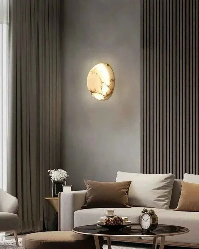 LightsStory Round Bowl Alabaster Wall Sconce - Timeless Brass Small — LightsStory LED Wall Lights  