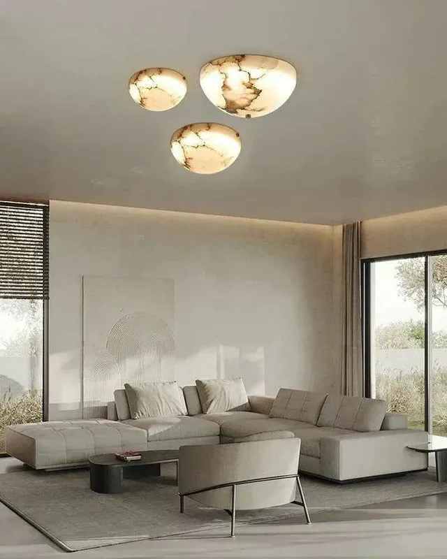 LightsStory Alabaster Ceiling Light Round Flush Mount - Timeless Design — LightsStory LED Wall Lights  