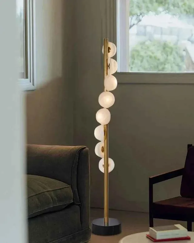 LightsStory Tall Alabaster Globe Floor Lamp - Statement Antique Gold — LightsStory LED General Lighting  