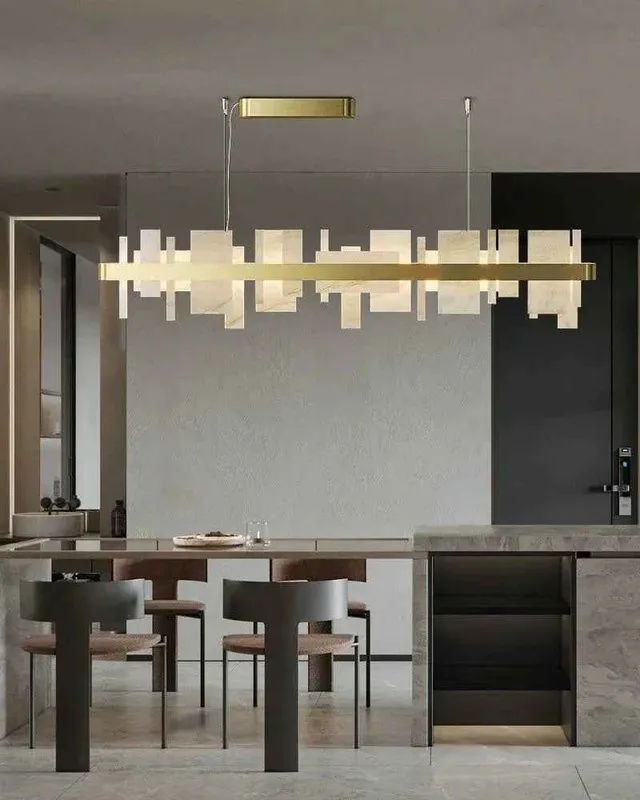 LightsStory Ethereal Rectangle Pendant Light - Crafted Organic Marble — LightsStory LED Linear Lights  