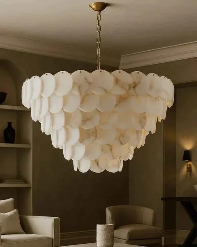 LightsStory Ethereal Alabaster Statement Chandelier - Multi-Tier Round — LightsStory LED Pendant Lights  