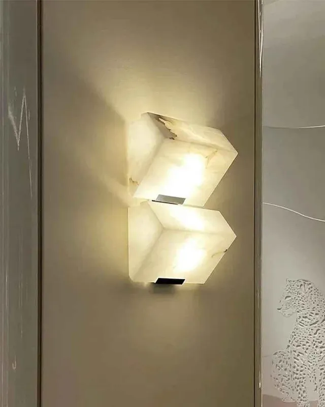 LightsStory Alabaster Square Wall Sconce - Crafted Organic Stone — LightsStory LED Wall Lights  