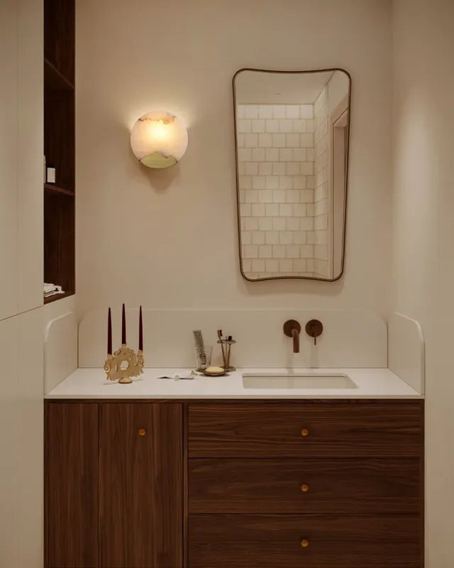 LightsStory Geometric Wall Sconce - Lux Alabaster Brushed Brass — LightsStory LED Wall Lights  