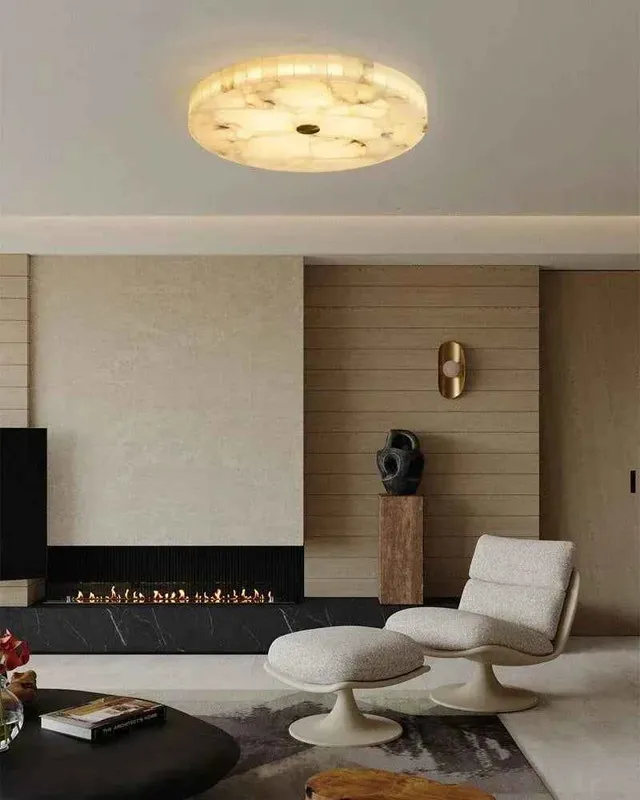 LightsStory Artisanal Alabaster Disk Ceiling Light - Spanish Stone — LightsStory LED Ceiling Lights  
