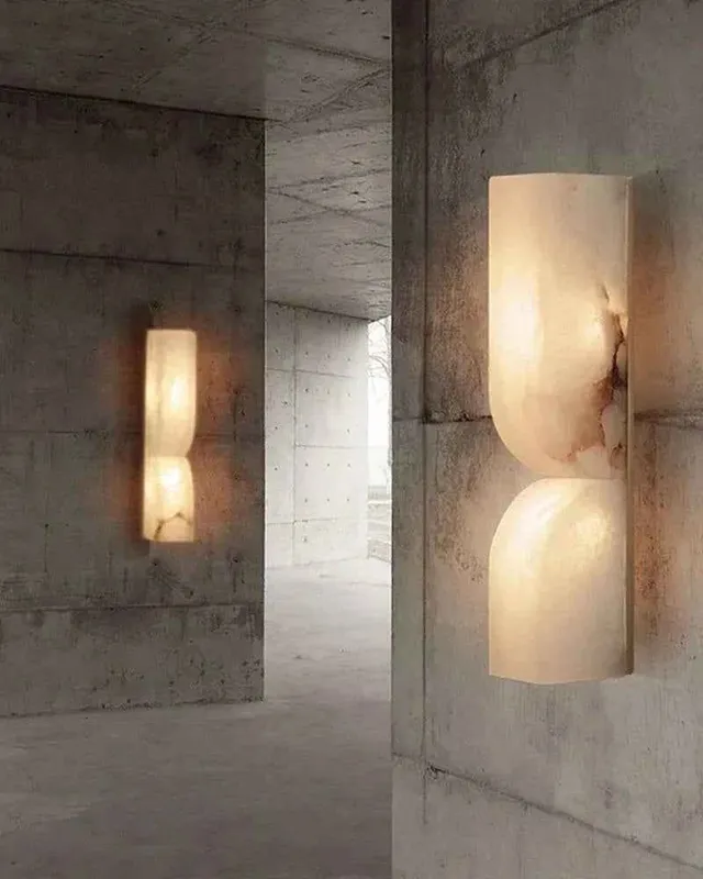 LightsStory Artisanal Alabaster Wall Sconce - Small Geometric Relief — LightsStory LED Wall Lights  