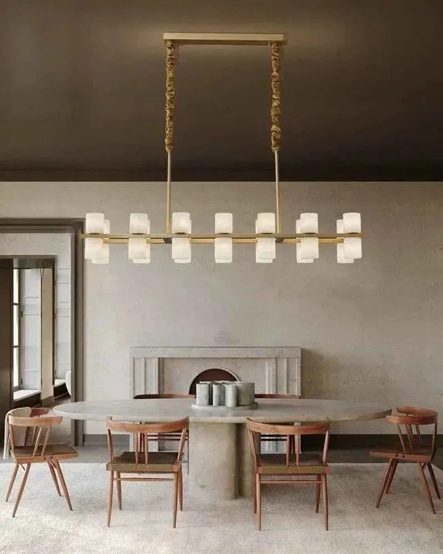 LightsStory Alabaster Statement Chandelier - Linear Warm Brass Large — LightsStory LED Linear Lights  