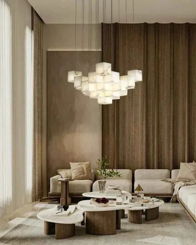 LightsStory Square Cluster Pendant Light - Natural Spanish Alabaster — LightsStory LED Pendant Lights  