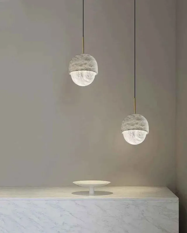 LightsStory Round Alabaster Lux Pendant Light - Geometric Small — LightsStory LED Pendant Lights  