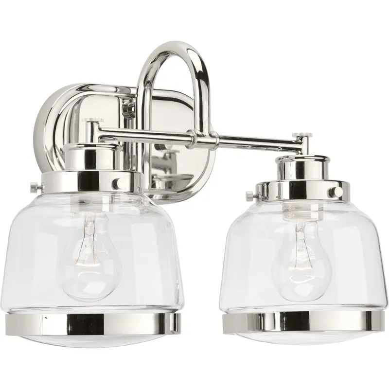 Judson Collection Two-Light Clear Glass Bath Vanity Light — Progress Lighting LED Wall Lights  