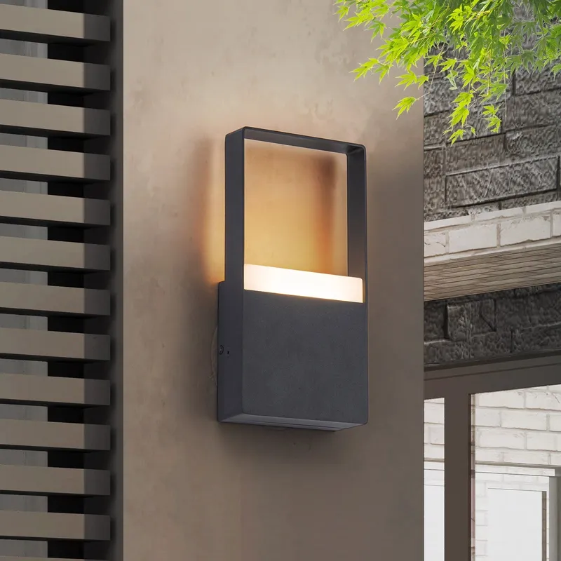 IP54 Black Rectangular Dimmable LED Outdoor Wall Lamp — LightFixturesUSA LED Wall Lights 10.0W 3000K