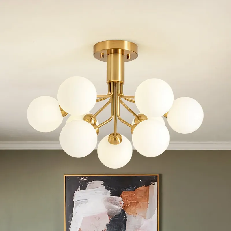 Bloom Frosted Glass Globe Tiered Bubble Sputnik Semi Flush — LightFixturesUSA LED Ceiling Lights 5.0W 