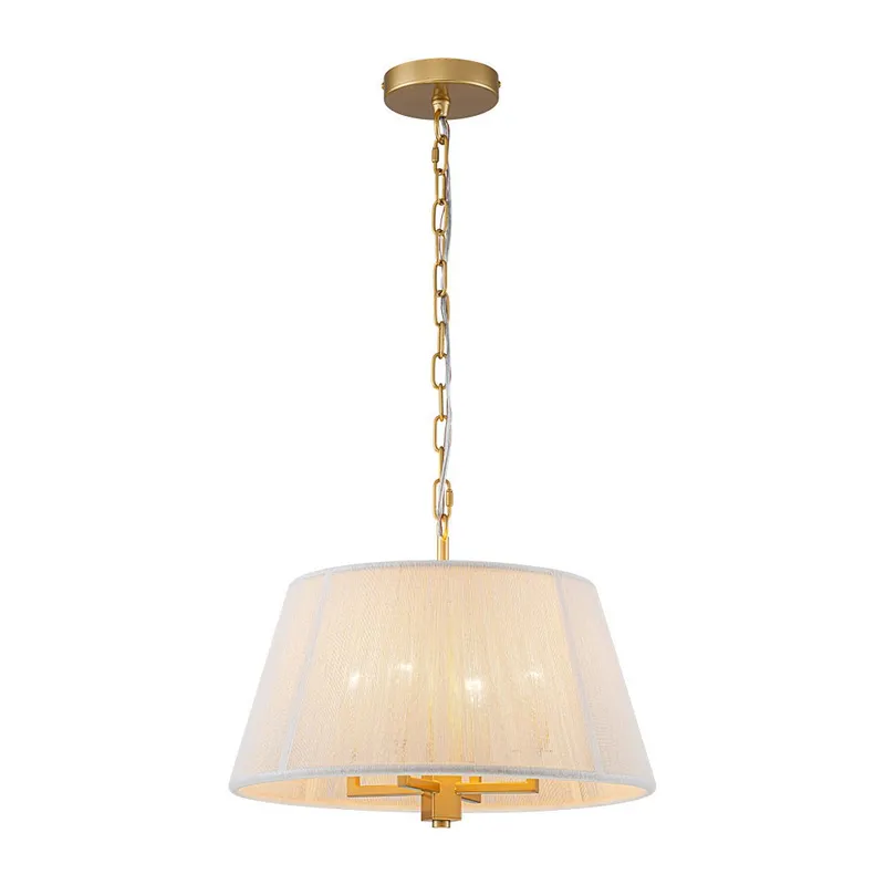 French 4-Light Candle Woven Beige Thread Drum Cage Pendant — LightFixturesUSA LED Pendant Lights 60.0W 