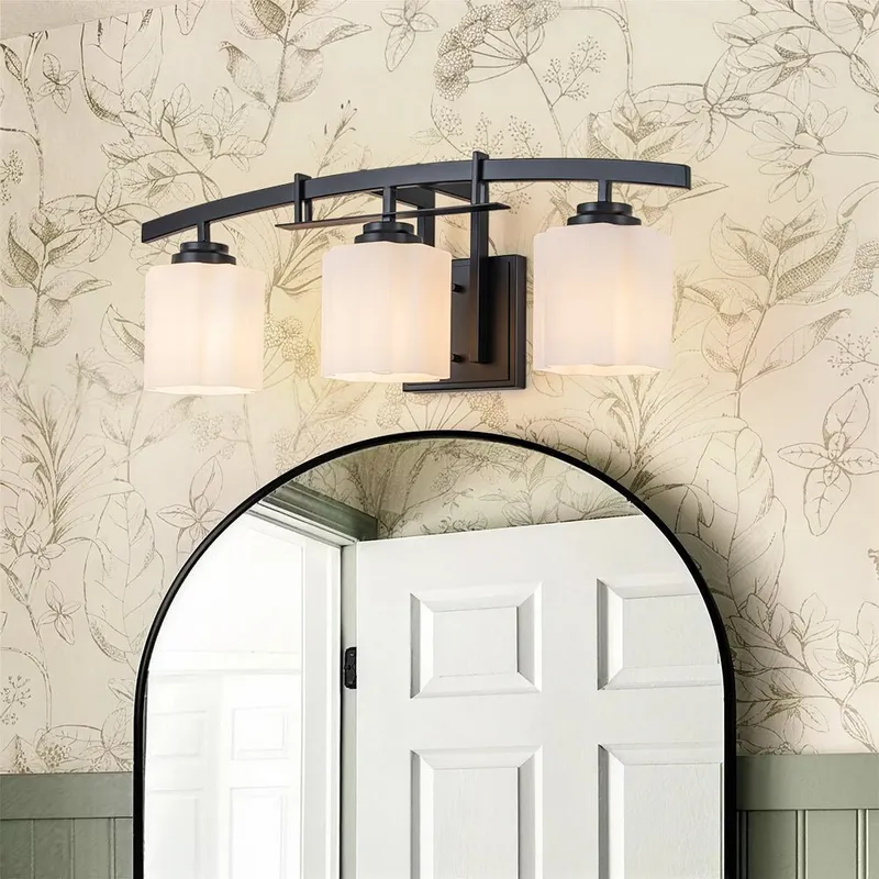 3-Light Shine Opal Glass Bathroom Vanity Wall Lamp — LightFixturesUSA LED Wall Lights 40.0W 