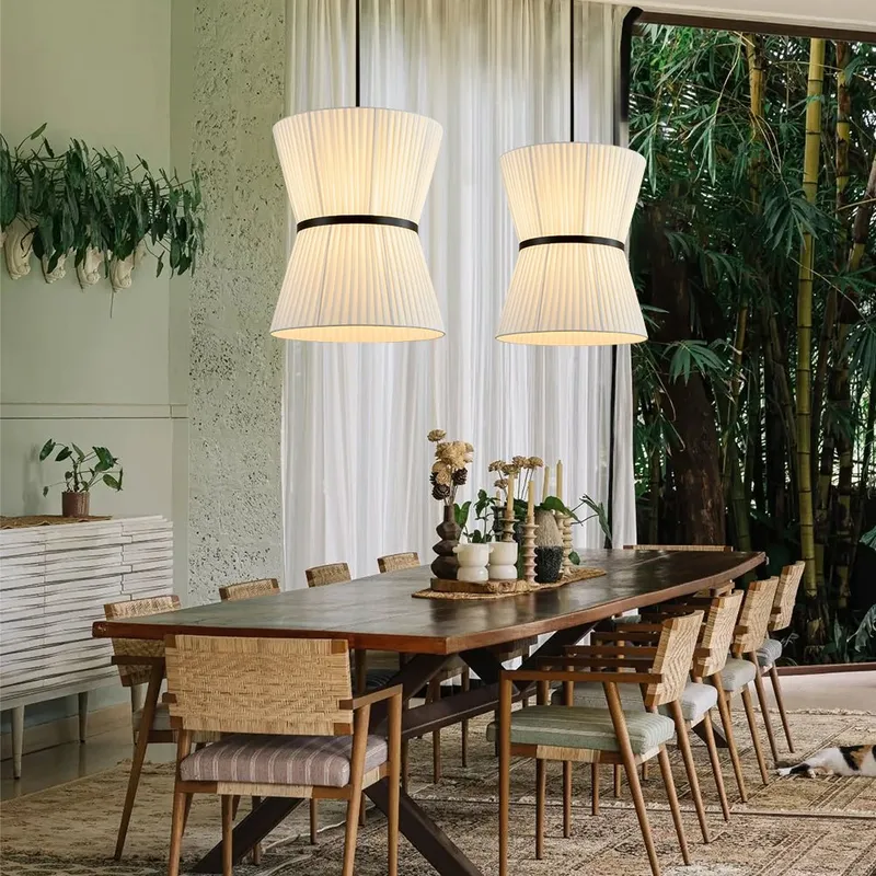 (OpenBox) Boho 2-Tier White Fabric Tapered Drum Pendant Light — LightFixturesUSA LED Linear Lights 60.0W 