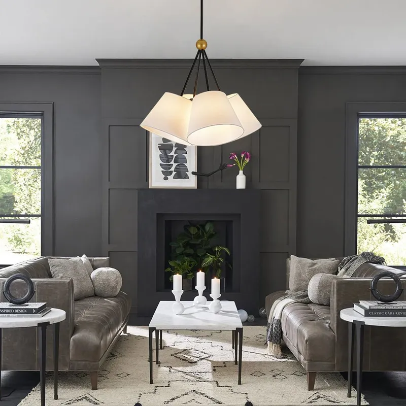 (OpenBox) 4-Light Cluster White Fabric Cone Shade Chandelier — LightFixturesUSA LED Pendant Lights 60.0W 