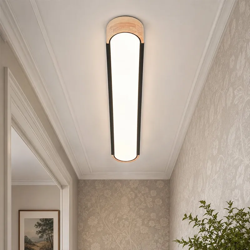 Farmhouse Black Mesh Wood Dimmable LED Oval Ceiling Light — LightFixturesUSA LED Ceiling Lights 40.0W 3000K