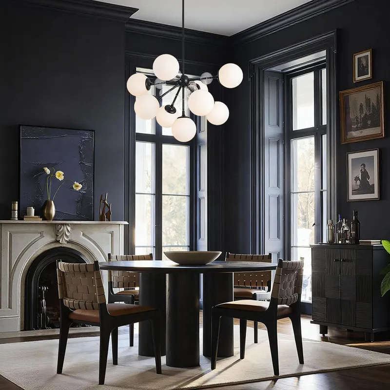 9-Light Tiered Sputnik Glass Globe Bubble Chandelier — LightFixturesUSA LED Pendant Lights 40.0W 