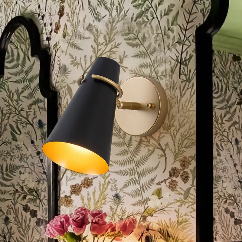 1-Light Adjustable Head Metal Cone Vanity Wall Sconce — LightFixturesUSA LED Wall Lights 60.0W 