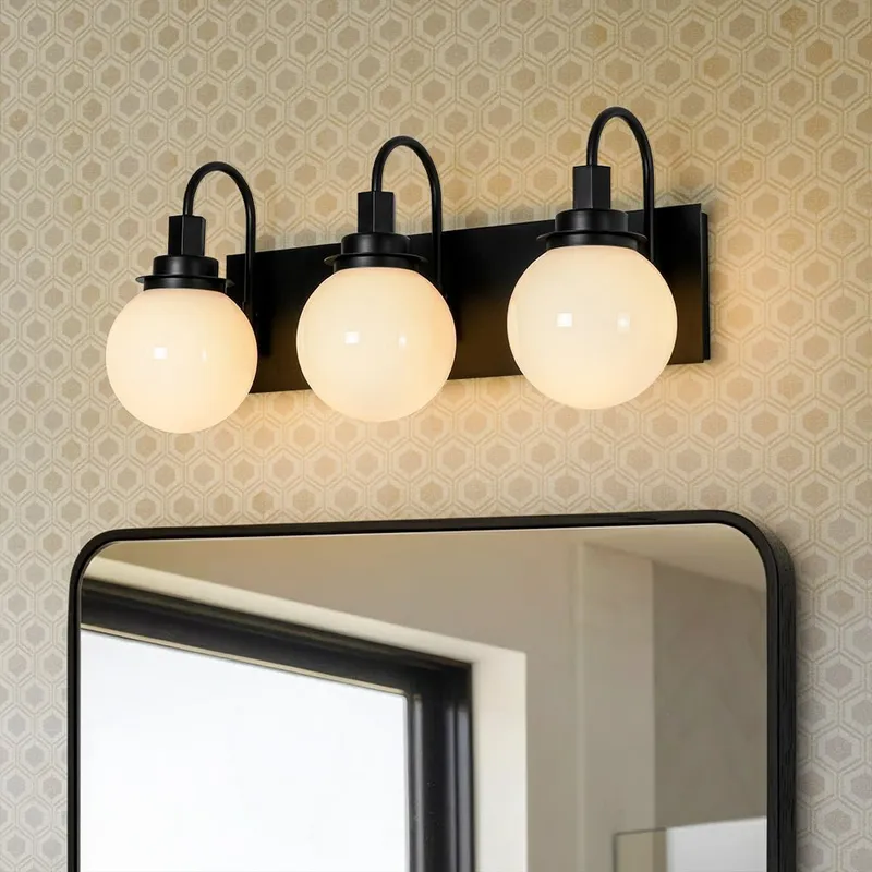 3-Light Shine Opal Glass Globe Bathroom Vanity Wall Sconce — LightFixturesUSA LED Wall Lights 40.0W 