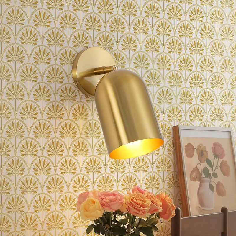 Modern Brass Adjustable Single Ceiling Spotlight Wall Light — LightFixturesUSA LED Wall Lights 60.0W 