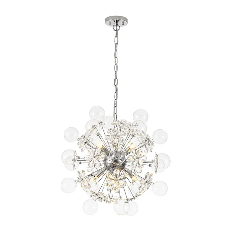 Sculptural Bloom Dandelion Crystal Floral Bubble Chandelier — LightFixturesUSA LED Pendant Lights 25.0W 