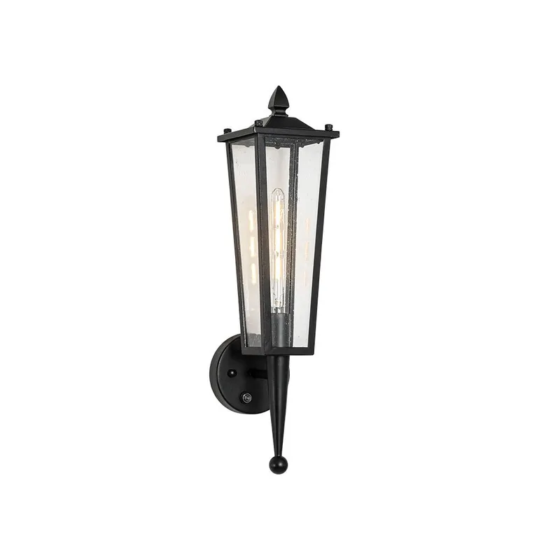 IP23 Black Manor 1-Light Lantern Outdoor Wall Sconce — LightFixturesUSA LED Wall Lights 60.0W 