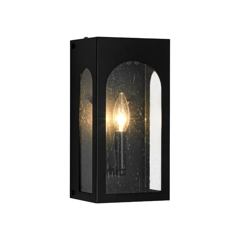 IP23 Black Seeded Glass Square Box Outdoor Wall Lantern — LightFixturesUSA LED Wall Lights 60.0W 