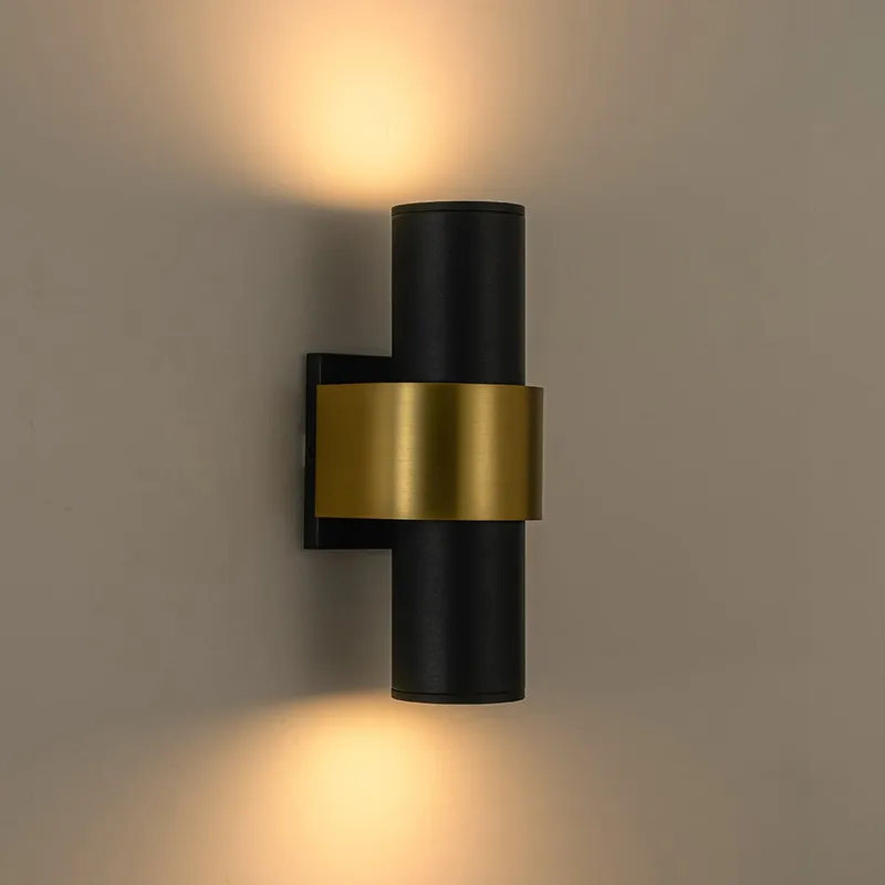 IP54 2-Light Black Brass Tube LED Outdoor Wall Lamp — LightFixturesUSA LED Wall Lights 21.0W 3000K