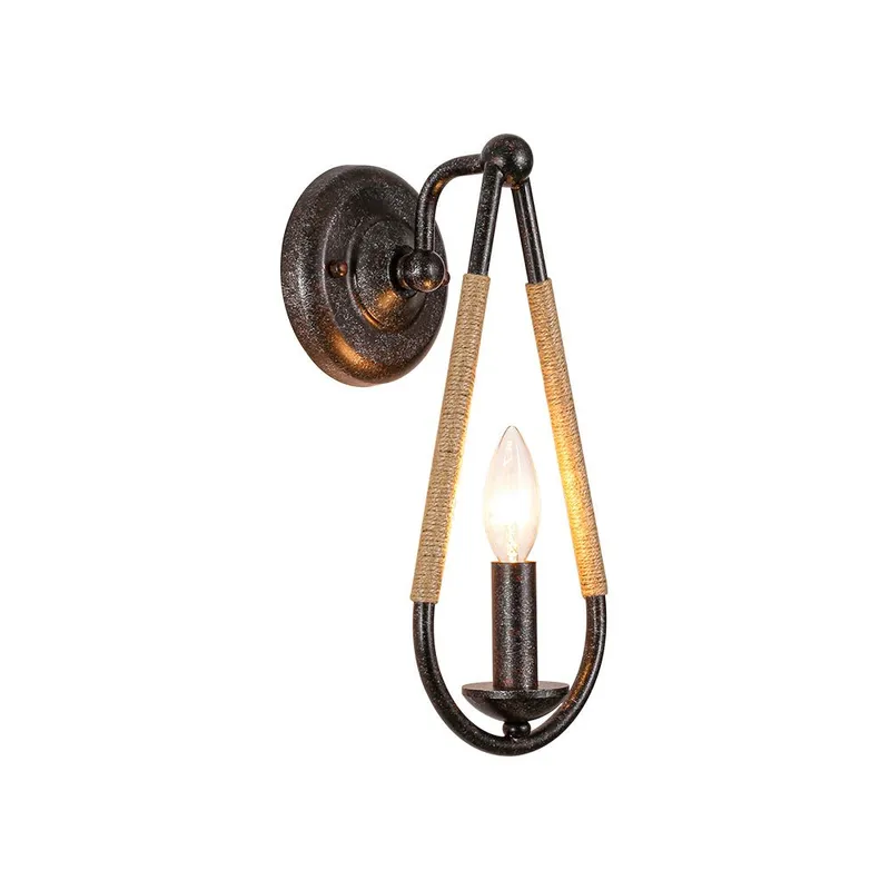 Barn 1-Light Hemp Rope Hanging Candle Style Wall Sconce — LightFixturesUSA LED Pendant Lights 60.0W 