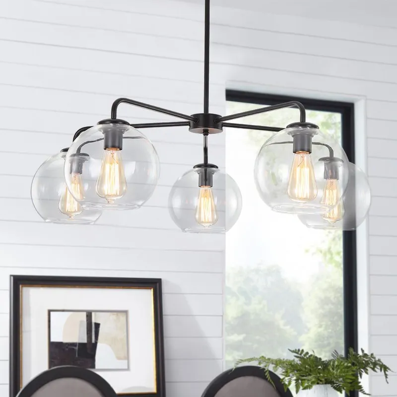 (OpenBox) Round Globe Sputnik 5-light Chandelier Bubble Glass Design — LightFixturesUSA LED Pendant Lights 40.0W 