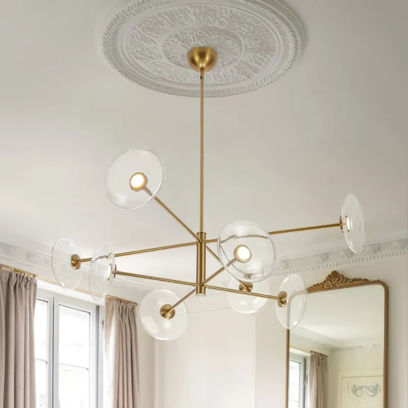 (OpenBox) Designer Dimmable LED 8-light Glass Tiered Sputnik Chandelier — LightFixturesUSA LED Pendant Lights 28.0W 3000K