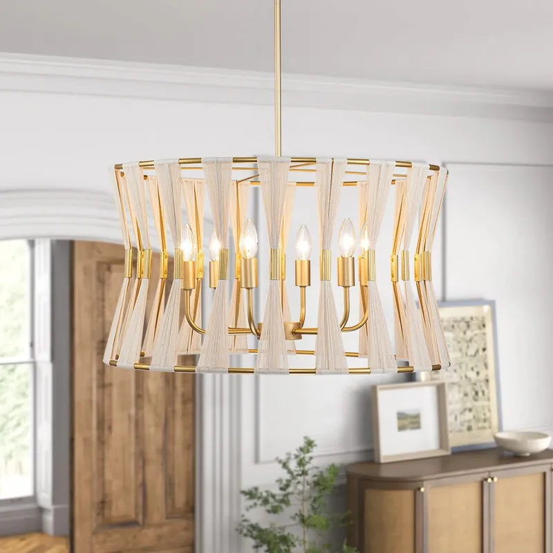 (OpenBox) Ivory Woven Brass Open Drum Pendant Light (Copy) — LightFixturesUSA LED Pendant Lights 40.0W 