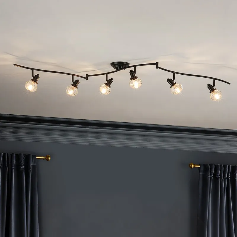 6-Light Adjustable Crystal Spotlight Island Linear Track Light — LightFixturesUSA LED Linear Lights 5.0W 