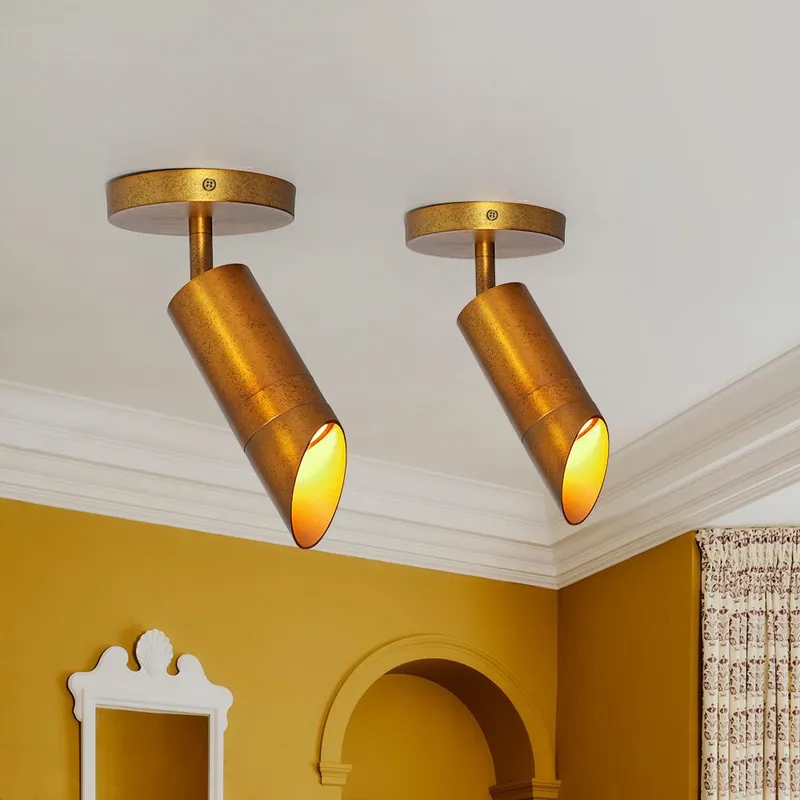 Distressed Brass Adjustable Dimmable LED Single Spotlight — LightFixturesUSA LED Wall Lights 6.0W 3000K
