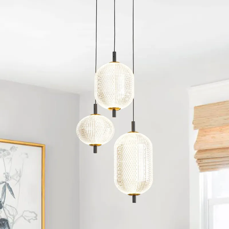 (OpenBox) Prismatic Glass Dimmable LED 3-Light Cluster Round Pendant — LightFixturesUSA LED Pendant Lights 20.0W 3000K