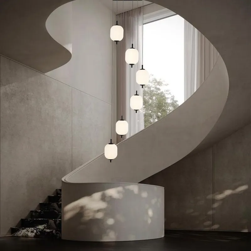 Dimmable LED Ribbed White Glass 6-Light Cluster Round Pendant — LightFixturesUSA LED Pendant Lights 40.0W 3000K