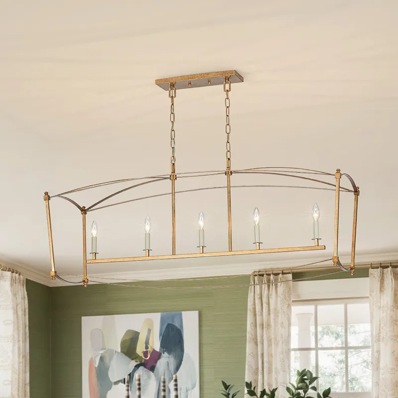 5-light French Antique Candle Wide Lantern Island Chandelier — LightFixturesUSA LED Pendant Lights 60.0W 