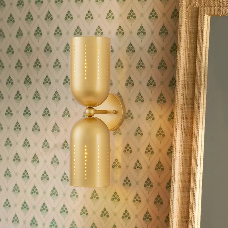 Tulip 2-Light Brass Up Down Hourglass Vanity Wall Sconce — LightFixturesUSA LED Wall Lights 60.0W 