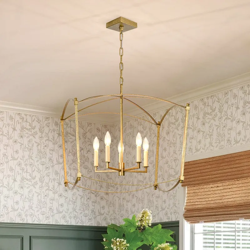 5-light French Antique Candle Style Lantern Pendant Chandelier — LightFixturesUSA LED Pendant Lights 60.0W 