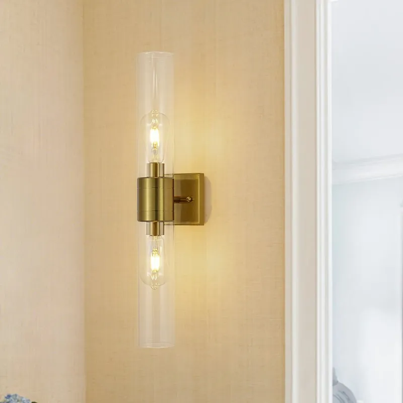 2-Light Up Down Glass Linear Tube Vanity Wall Lamp — LightFixturesUSA LED Linear Lights 60.0W 