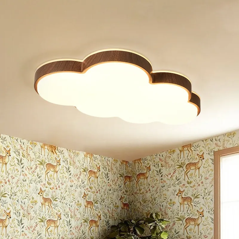 Dimmable LED Wood Accented Cloud Kids Ceiling Light — LightFixturesUSA LED Ceiling Lights 24.0W 2500K
